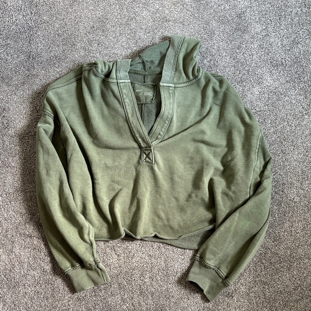 Aerie Sage Green Knit Hoodie